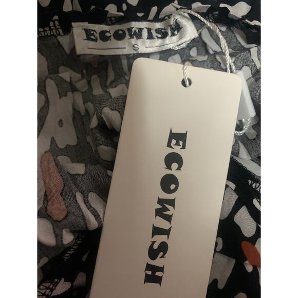 NWT ECOWISH LONG SLEEVE‎ BLACK/WHITE/RUST V-NECK HIGH SPLIT WRAP DRESS SMALL - Picture 6 of 8